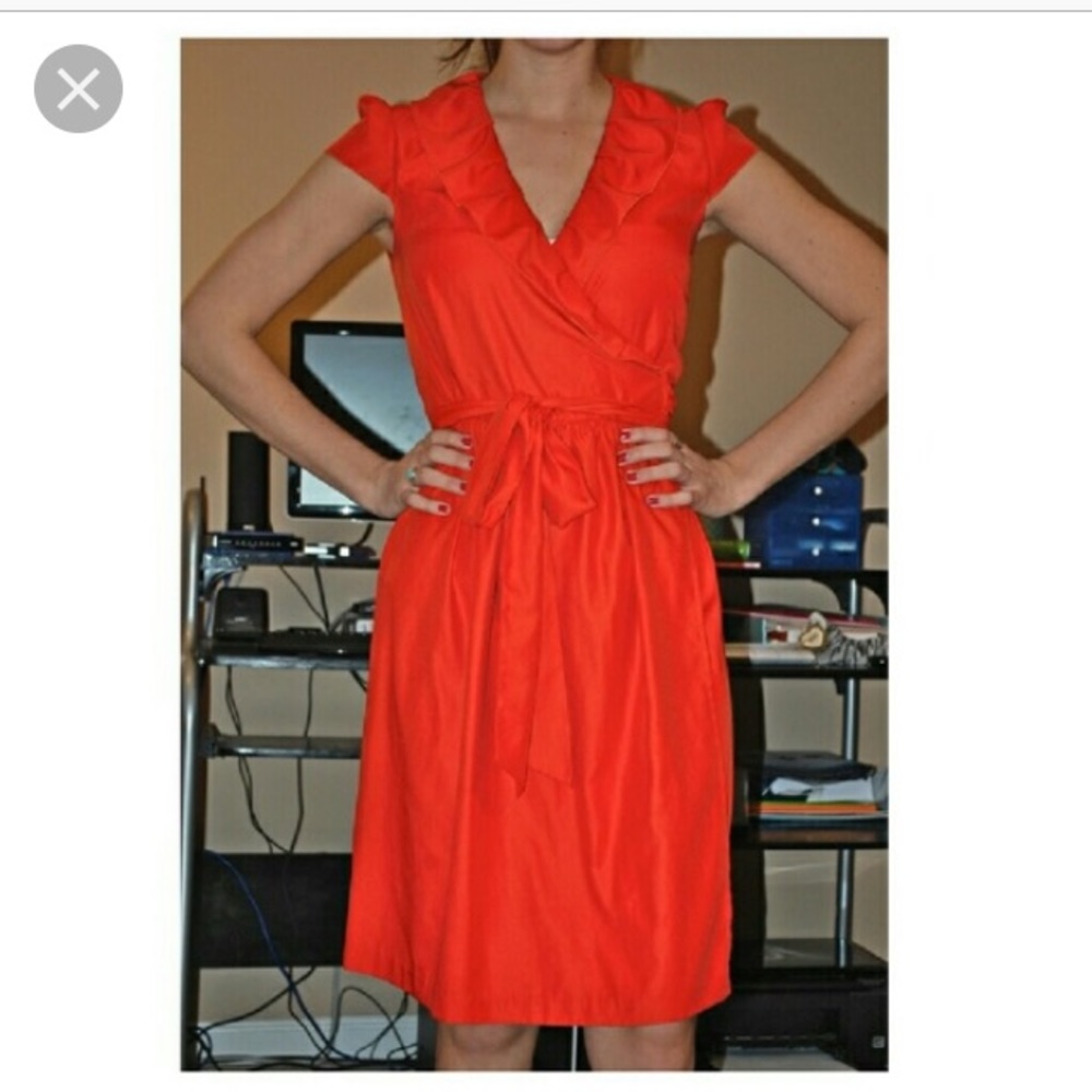 Banana Republic Orange Wrap Dress Size 8